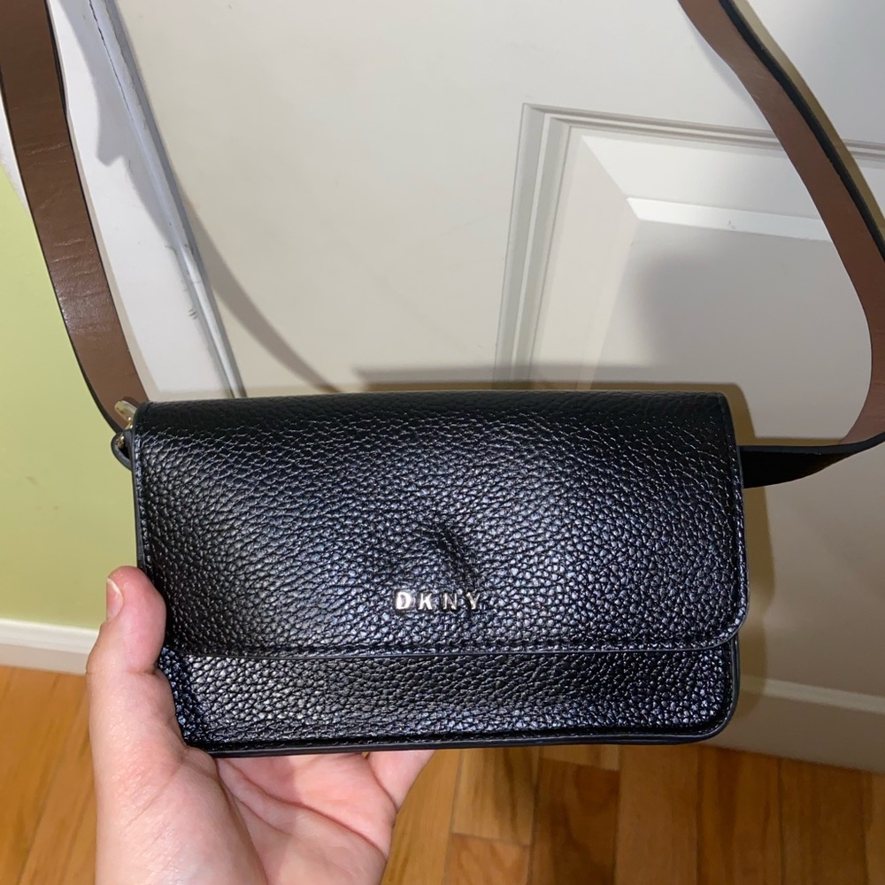 DKNY Black leather belt bag, MINI